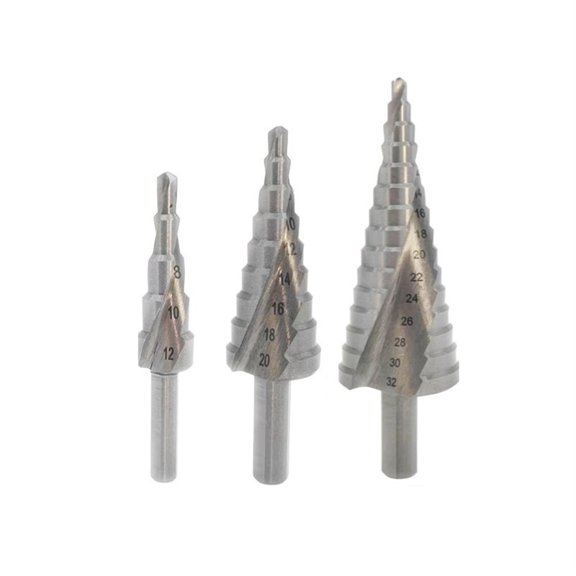 3pcs Hss Step Drill Bits Set Triangle Shank Spiral Fluted Drill Bit for Wood Aluminium Alloy Copper