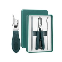 3pcs Ingrown Toenail Clippers Set, Professional Slanted Beveled Eagle Beak Curved Nail Clippers with File & Tear Tool for Thick Nails & Seniors (Green)