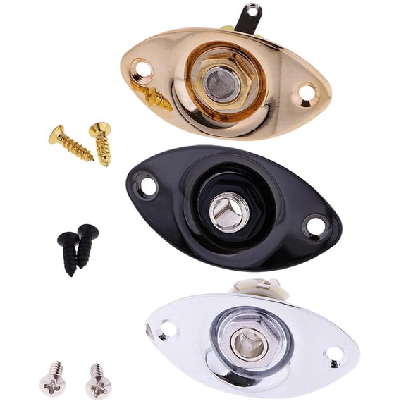3pcs Input Output Jack Plate Socket Oval Style Electric Bass Guitar Accessory