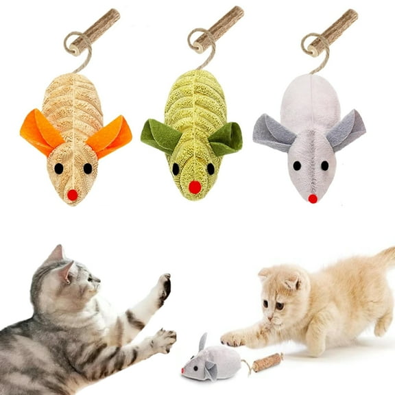 3pcs Interactive Catnip Mice with Silvervine for Indoor Cats, Dental Chew Toys with Matatabi for Kittens of All Breeds