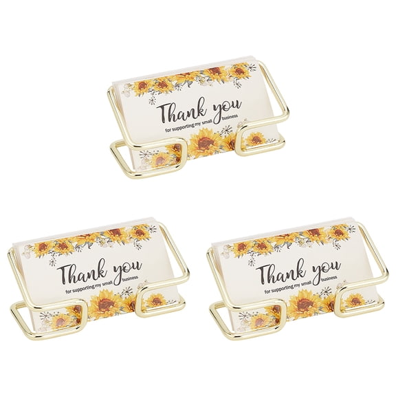 3pcs Iron Business Card Holder Name Card Stand Golden 100x45.5x39mm