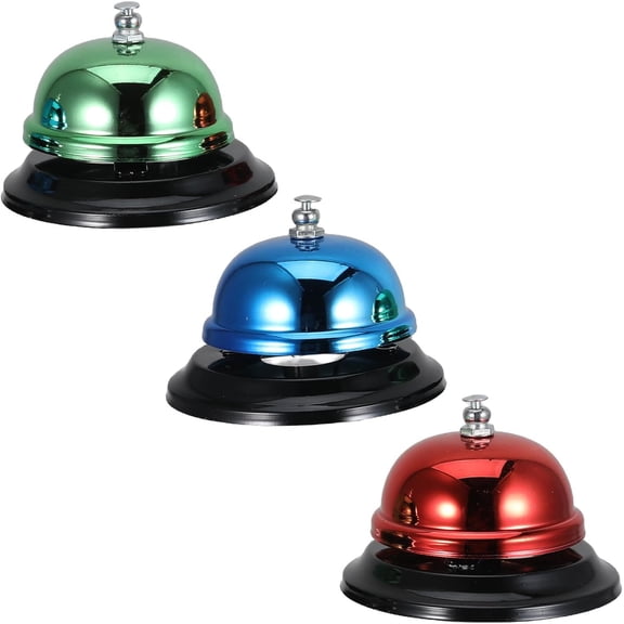 3pcs Iron Call Bell Manual Service Bell - 3.35 Inch Countertop Desk Bell for Reception Front Office Restaurant