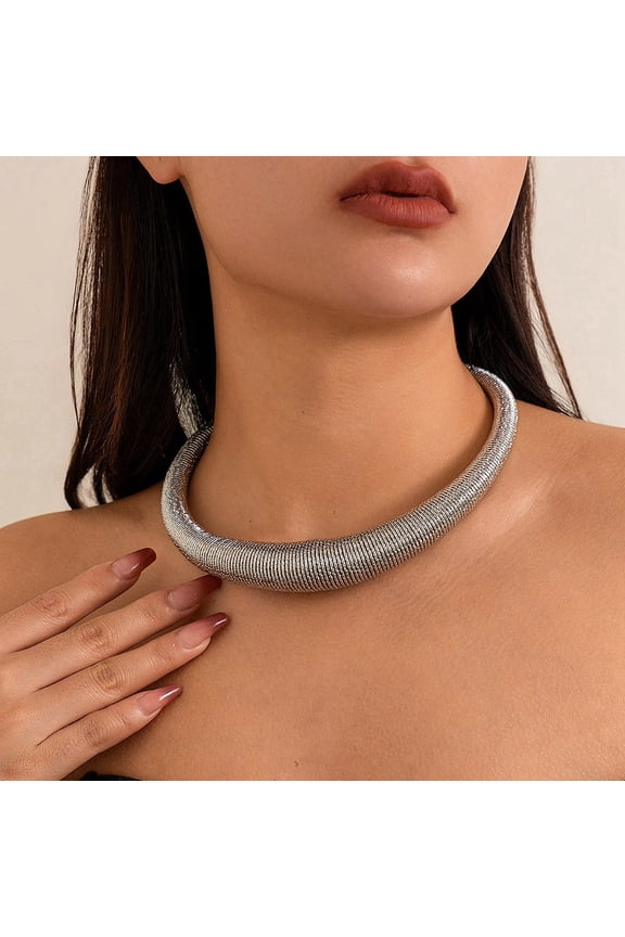3pcs Iron Round Snake Chains Choker Necklaces Inner Diameter: 5.12 inch(13cm)