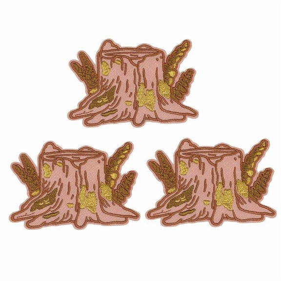 3pcs Iron-on Embroidered Tree Stump Patches - Durable Fabric Patches for Clothing Repair and DIY Crafts
