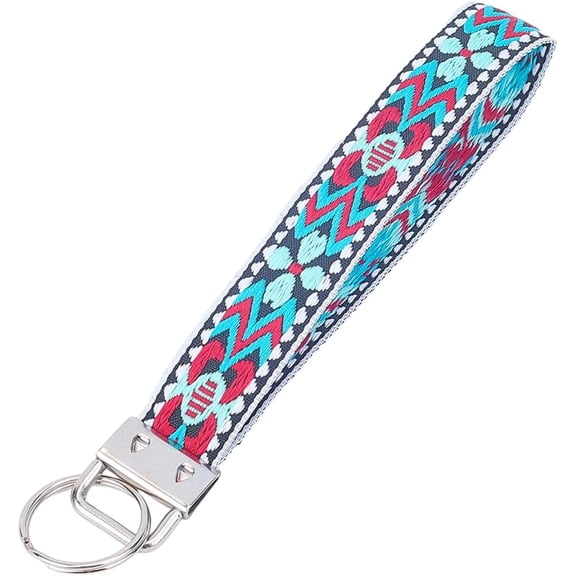 3pcs Iron with Polyester Inwrought Keychain Deep Sky Blue 165mm