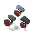 thumbnail image 1 of 3pcs Irregular Rectangle Natural Ruby & Kyanite/Cyanite/Disthene Open Cuff Rings Red Copper Tin Finger Ring Cadmium Free & Lead Free Inner Diameter: 17~17.5mm, 1 of 2