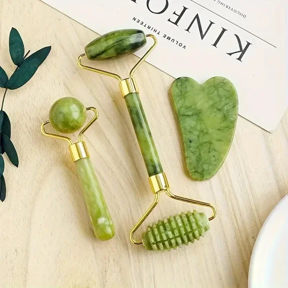 3pcs Jade Roller & Gua Sha Set-Shaped Comb - Fragrance-Free, Manual Beauty Tools for Face, Eye, Neck, Forehead - Perfect Gift for Mother's Day