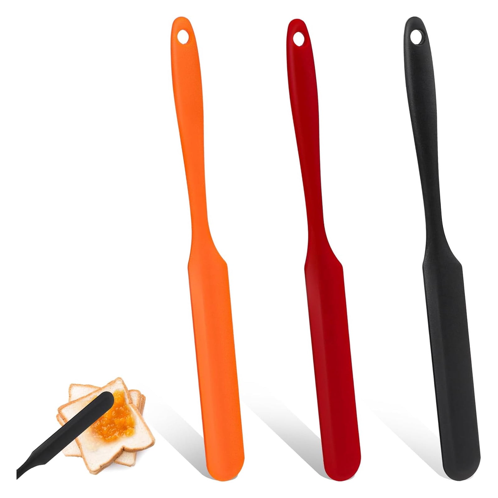 3pcs Jar Spatula Silicone Scraper with Long Handle, Jam Spreader for ...