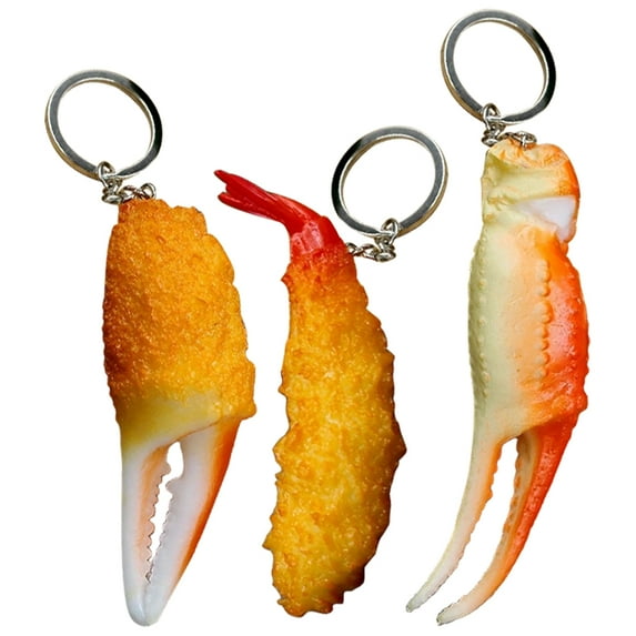 3pcs Key Chains Crab Claw Shape Keychain Bag Pendant Fried Shrimp Key Ornament