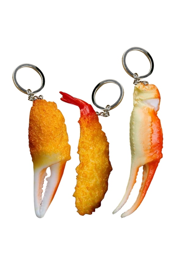 3pcs Key Chains Crab Claw Shape Keychain Bag Pendant Fried Shrimp Key Ornament
