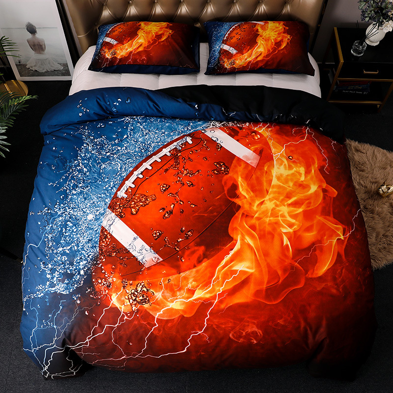 3pcs Kids Football Bedding Set for Boys Teens,3D Sports Theme Bedding