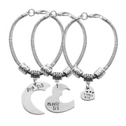 3pcs Kirsite Adjustable Sister Bracelets Heart Design Symbolizing Big Middle Little Sis