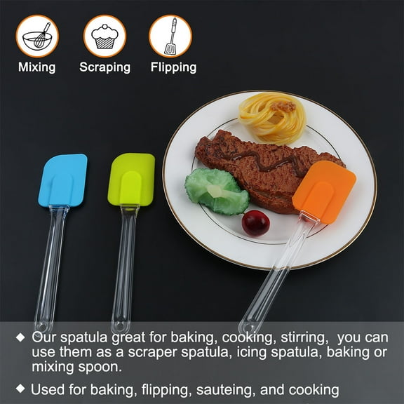 3pcs Kitchen Cooking Flexible Silicone Spatula Set Heat Resistant Turner Scraper Baking Utensils Orange Blue Green
