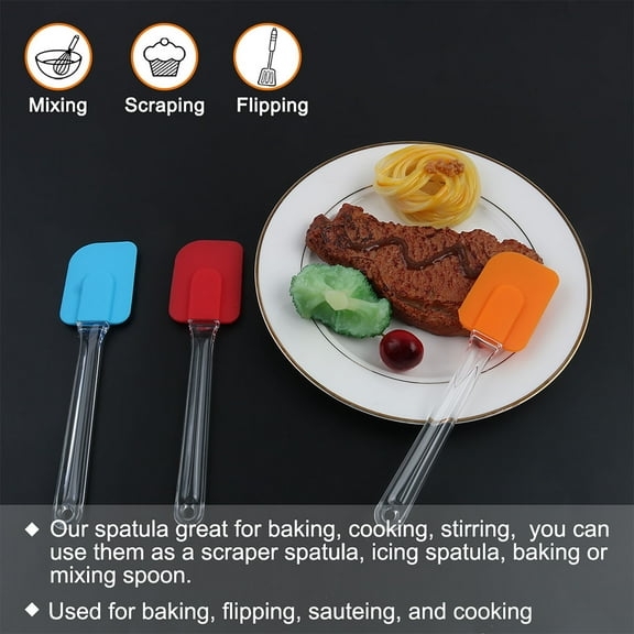 3pcs Kitchen Cooking Flexible Silicone Spatula Set Heat Resistant Turner Scraper Baking Utensils Red Orange Blue