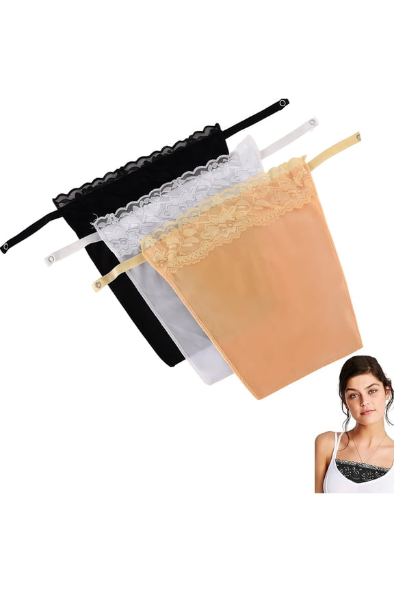 3pcs Lady Lace Clip-On Mock Camisole Bra Insert, Modesty Panel Overlay Vest for Women