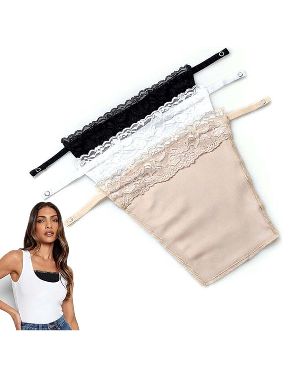 3pcs Lady Lace Clip-on Mock Camisole Bra Insert Overlay Modesty Panel Vest YEKEYI