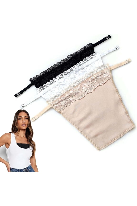 3pcs Lady Lace Clip-on Mock Camisole Bra Insert Overlay Modesty Panel Vest