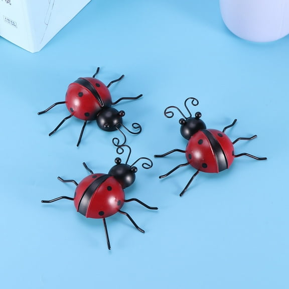 3-Piece Ladybug Wall Decor Set, 3D Spotted Ladybug Sculptures for Indoor and Outdoor Use, 9cm, Color May Vary