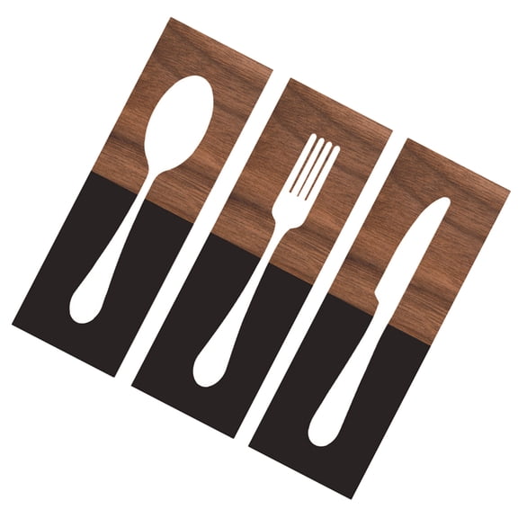 MERRYHAPY Cutter Fork Spoon Plaque Wooden Hanging Sign Assorted Color Dining Room Decor