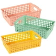 3pcs Large Plastic Storage Basket with Handle Pantry Organizer Basket