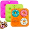 thumbnail image 1 of 3 Pcs 4 Inches Large Size Donut Pan,Silicone Donut Molds for Baking,Full Size Non Stick Bagel Pan,4-Cavity Doughnut Trays for Bagels,Heat Resistant Cake Biscuit Molds, 1 of 6