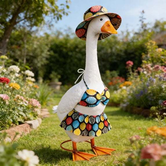 3pcs Large White Porch Goose Decorations Set, Outdoor Garden Hanging Ornaments, Seasonal Lawn & Patio Decor Accessories for Spring, Summer & Holiday Celebrations (Goose & Outfit Not Included), B