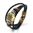 thumbnail image 1 of 3pcs Leather Cord Retro Multi-strand Bracelets with Wood Beads Hematite Beads and Alloy Findings Flat Round Antique Bronze Aquarius 8-1/4 inch(21cm), 1 of 3