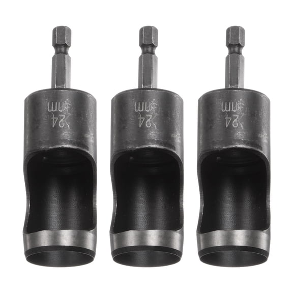 3pcs Leather Hollow Punch 1/4 Hex Shank for Drills, 24mm Dia Rotary Hole Punch for Leathercraft Working