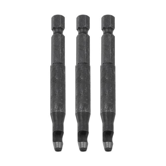 3pcs Leather Hollow Punch 1/4 Hex Shank for Drills, 3mm Dia Rotary Hole Punch for Leathercraft Working