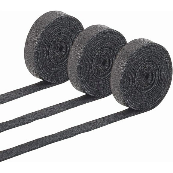 3pcs Leather Ribbons Flat Garment Accessories Black 1/4 inch(6mm) about 0.9~1m/pc