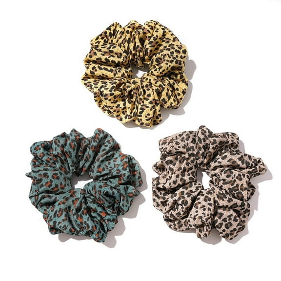 3pcs Leopard Print Hair Scrunchies Ponytail Holder Scrunchy Hair Ropes Elastic Hair Ties