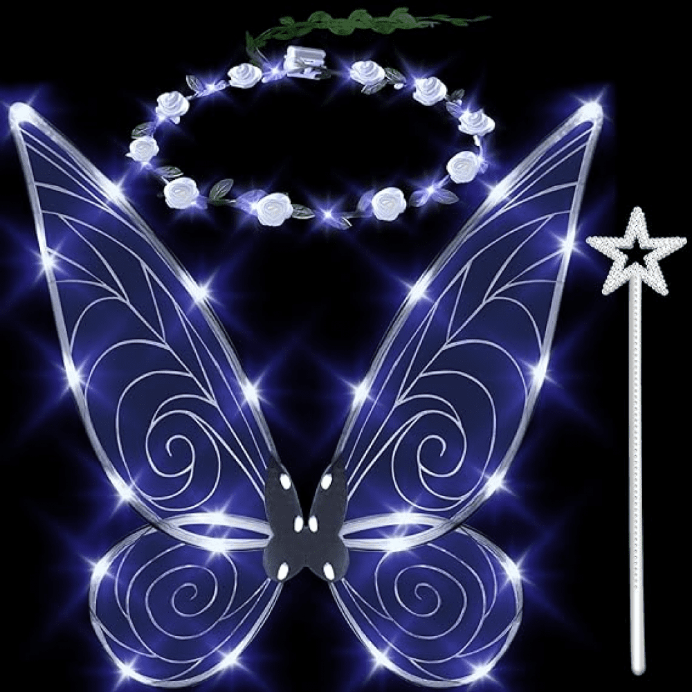 3pcs Light up Fairy Wings for Adults,LED Butterfly Wings for Girls,Angel Wings Halloween Costume