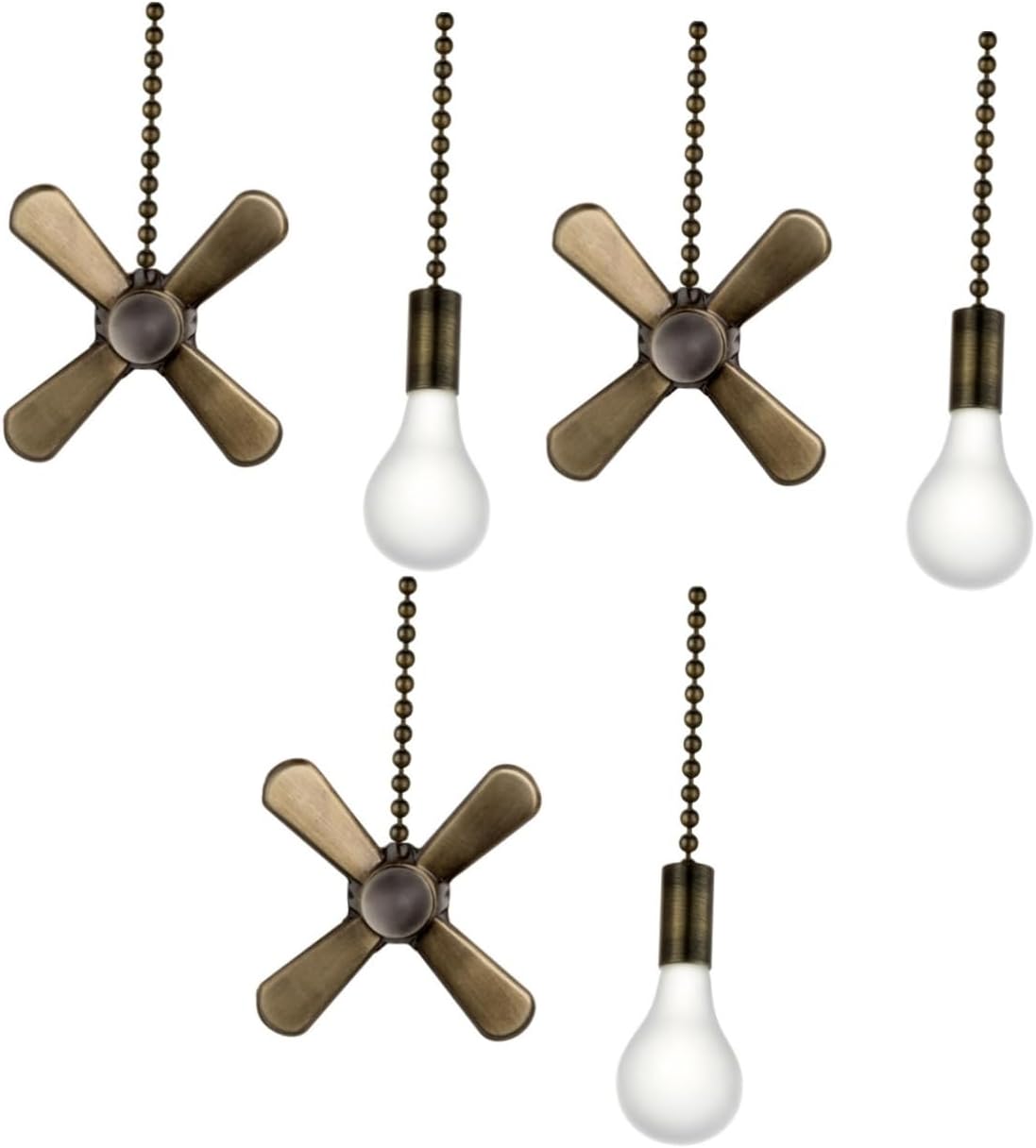 3pcs Lighting Ceiling Decor Glass Decor Glass Pendant Fan Pull Chain