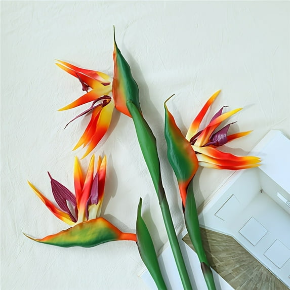 3pcs, Long Stemmed Artificial Flower Paradise Bird Crane Magnolia Tropical Plant, for Home Kitchen and Living Room Decoration, Wedding and Engagement Decoration, Floral Design, Holiday Parties