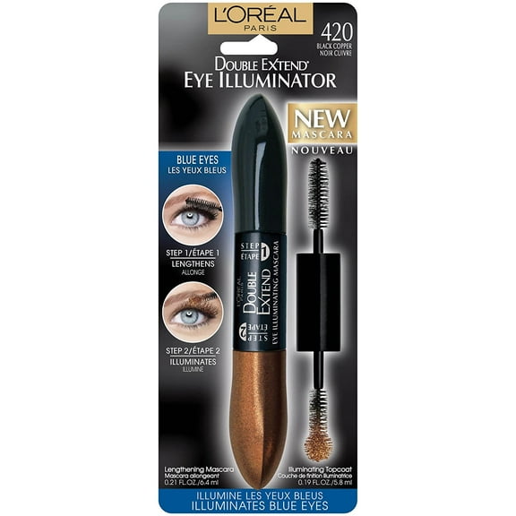 3pcs Loreal Double Extend Eye Illuminator Mascara, BLK Copper, 0.4-fl oz,