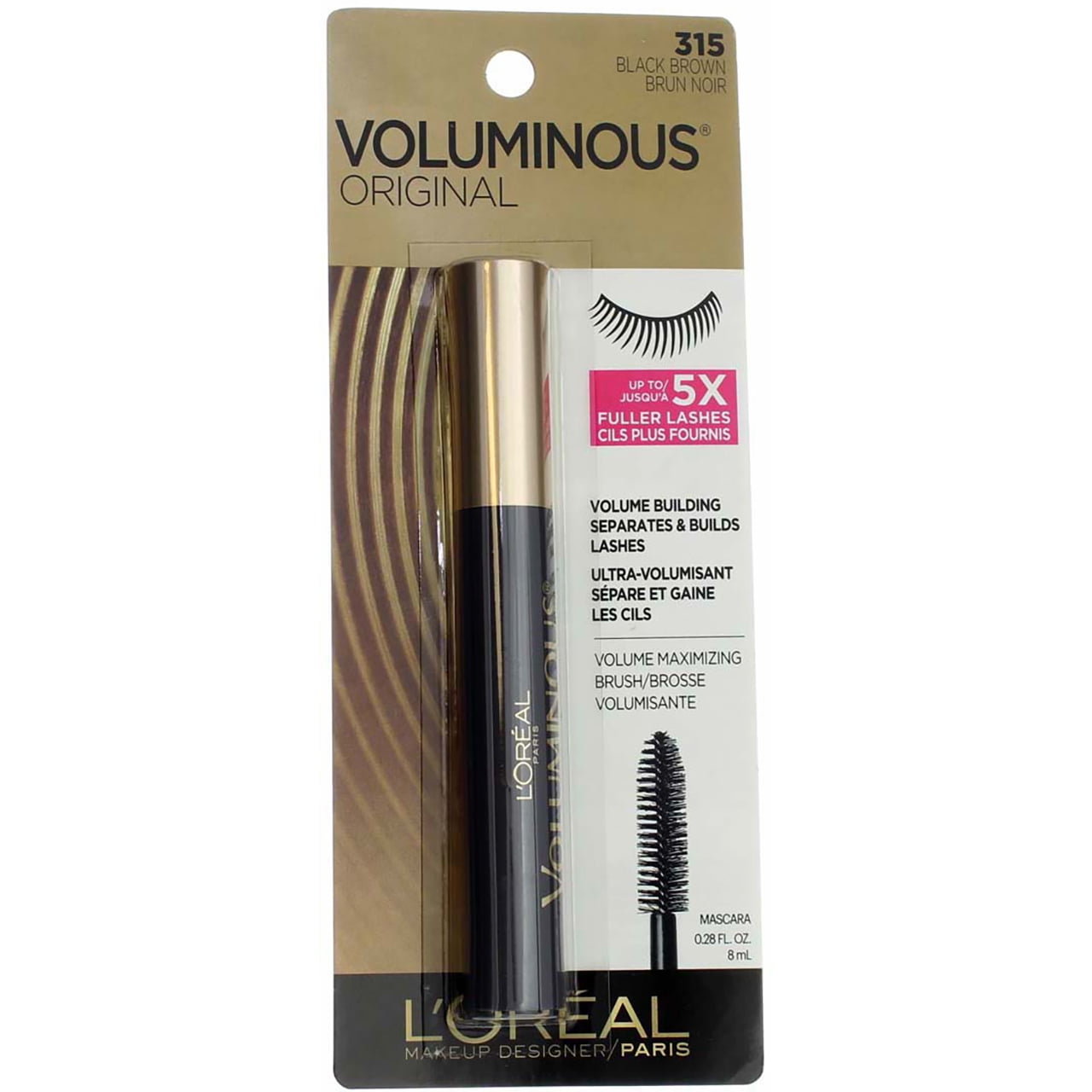 L'Oreal Paris Voluminous Original Mascara, Black Brown 315, 0.28 fl oz (3 pack)