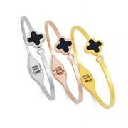 FODIMON 3pcs Lucky Clover Bangles Set For Womens,18K Gold Plated Bracelet , Fashion Jewelry Gift For Girls.