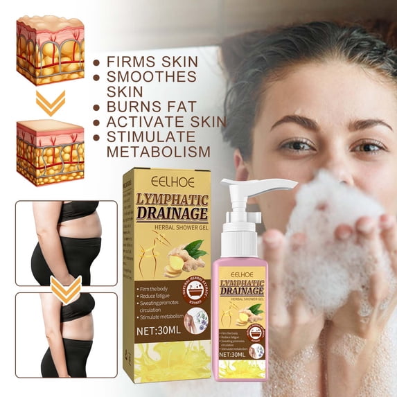 3pcs Lymphatic Drainage Herbal Shower Gel, Deep Cleaning, Waist Shaping, Body Shaping, Skin Tightening, Tummy Tightening And Ginger Essence Moisturizing