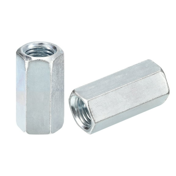 3pcs M14x19x40mm Coupling Nuts - Galvanized Carbon Steel Hex Threaded Rod Coupler for Furniture, Electronic, Industrial