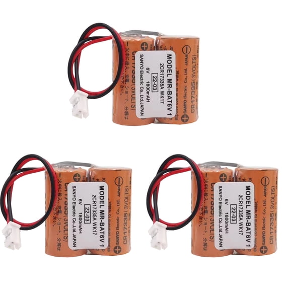 (3pcs) MR-BAT6V1 2CR17335A WK17 6V 1800mAh PLC Battery  with Plug for J4 Servo PLC Battery
