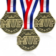 3pcs MVP Champion Medals, 3 Inch Large Gold Medals, Most Valuable Player Medals for Football Fantasy Basketball Soccer Sports Achievement MVP Gift