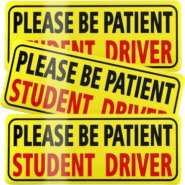 3pcs Magnet for Car, Please Be Patient Student Driver, New Drivers Sticker Safety Warning, Magnetic Reflective Rookie Driver Bumper Sticker (Black&Red)