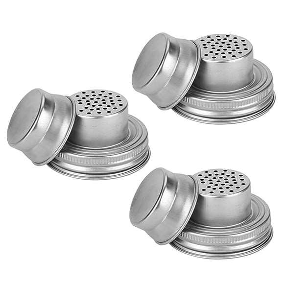3pcs Mason Jar Drink Cocktails Shaker Top Lid Spices Dispenser Caps Accessories