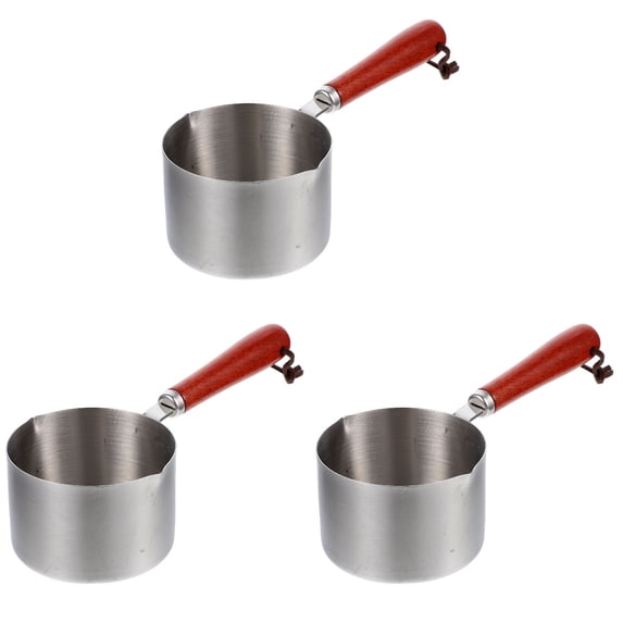 3-Piece Stainless Steel Melting Pot Set with Dual Pour Spouts, Small and Sauce Pots for Cooking and Oil Heating