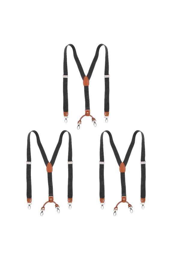 3pcs Mens Adjustable Elastic Suit Suspenders Set, Pant Braces Straps for Formal and Casual Wear