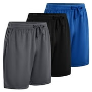 LEE HANTON 3pcs Men's Performance Stretchable Quick Drying Comfy Elastic Waist Drawstring Shorts For Men's Outdoor Gym Running Fitness Workouts Basketball S-3XL