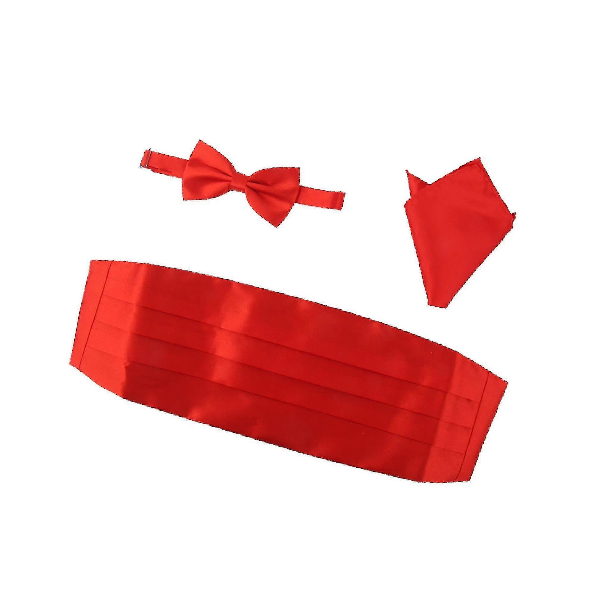 Essentials By Manuel Men's Rainbow Striped Pre-tied Bow Tie, Cummerbund & Hankie Set - 60 Colors Available