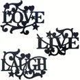 thumbnail image 1 of 3pcs Metal Black Bless Wall Decor - Love, Live, Laugh - Matte Black Silhouette Wall Hanging Decoration for Living Room, Kitchen, 1 of 3