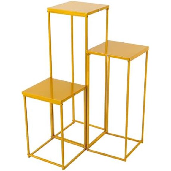3pcs Metal Flower Stand Set, Wedding Geometric Vase Column Stand, Gold Square Vase Column Rack for Party Festival Birthday Decorations (40cm+60cm+80cm Height)$$Home Decor, Kitchen, & Other