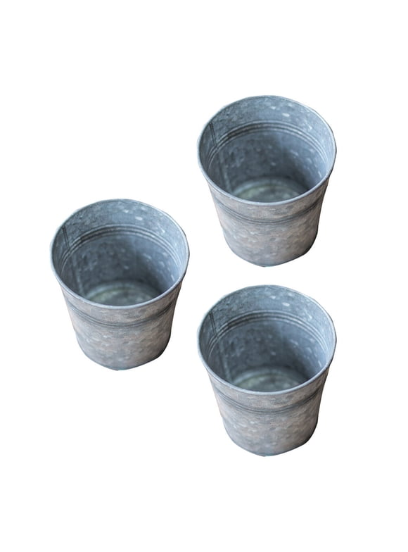 3pcs Metal Galvanized Flower Vase Flower Bucket Planter Basket Bucket Tin Planters Pots Container